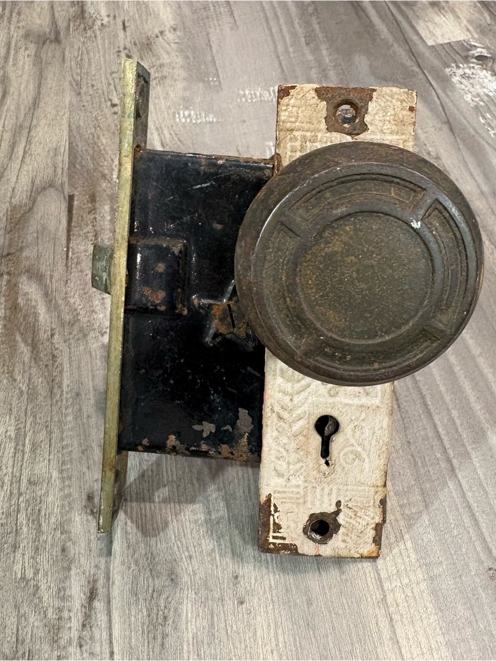Antique Mortise And Lock Set With Victorian Style Escutcheon Plate
